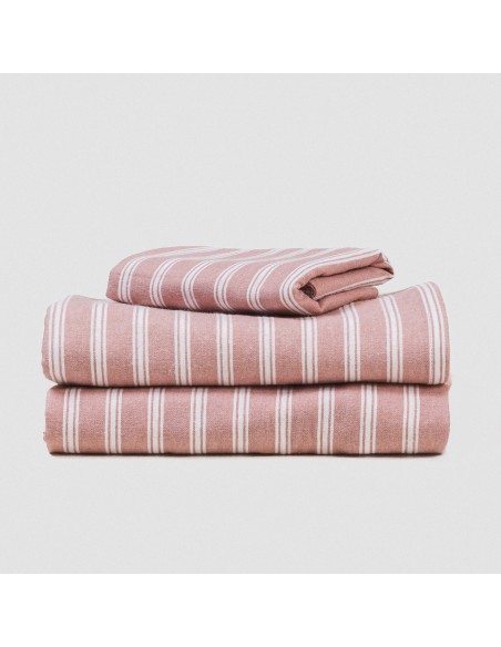 Juego de sábanas franela Raya Marsella rosa keike cuna