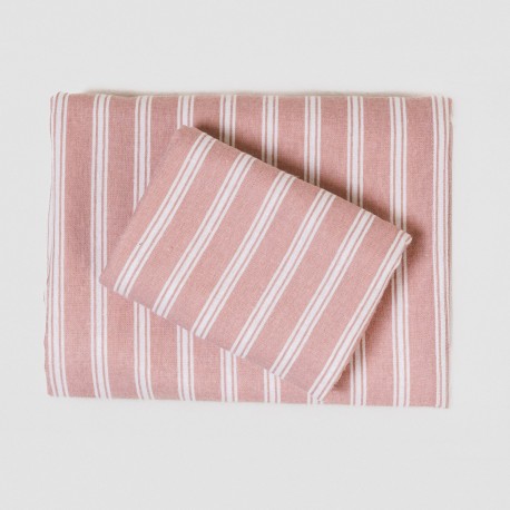 Juego de sábanas franela Raya Marsella rosa keike cuna