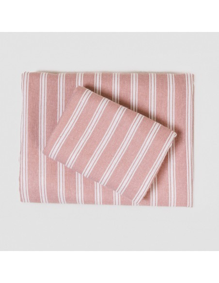 Juego de sábanas franela Raya Marsella rosa keike cuna