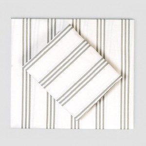 Juego de sábanas algodón Raya Amunia verde seco