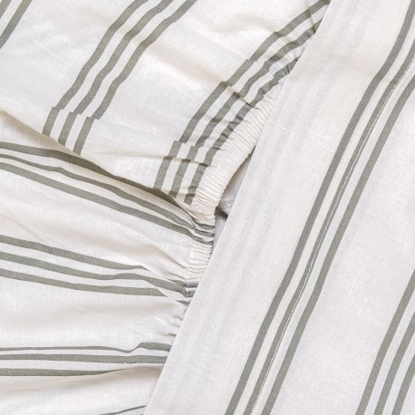 Juego de sábanas algodón Raya Amunia verde seco