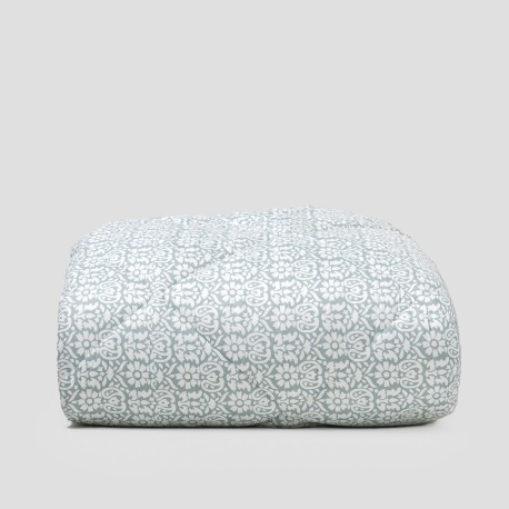 Edredón estampado Matilde verde seco