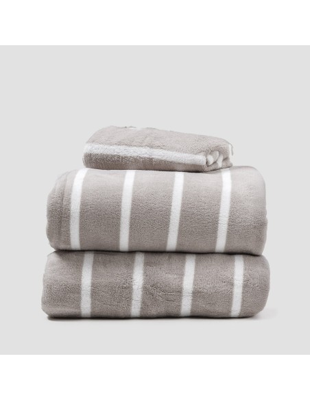 Juego de sábanas coralina Raya Nit gris claro