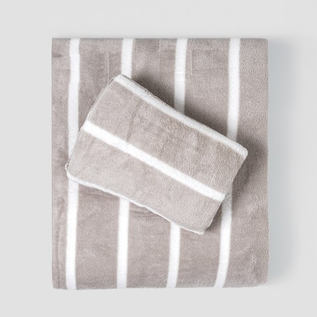 Juego de sábanas coralina Raya Nit gris claro