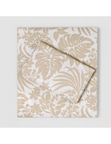 Juego de sábanas algodón Tulipan topo