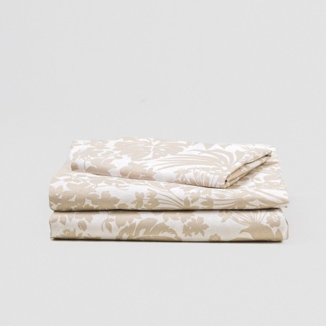 Juego de sábanas algodón Tulipan topo