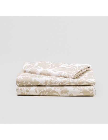 Juego de sábanas algodón Tulipan topo