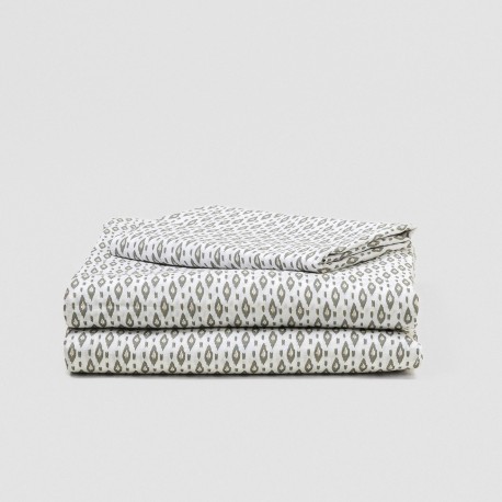 Juego de sábanas algodón Nerdana verde seco - topo