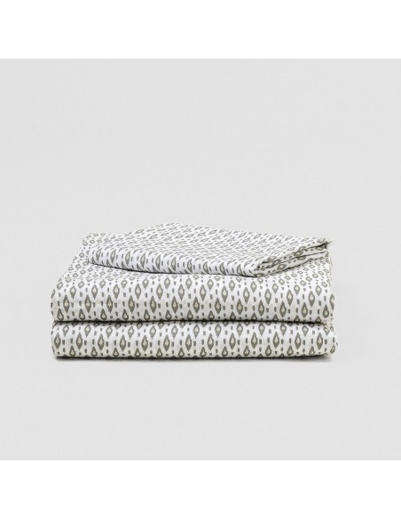 Juego de sábanas algodón Nerdana verde seco - topo