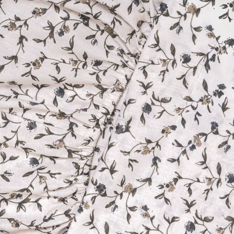 Juego de sábanas algodón Triana verde seco - azul keike - topo