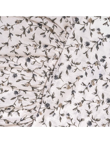 Juego de sábanas algodón Triana verde seco - azul keike - topo