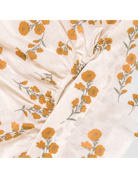 Juego de sábanas algodón Nundia verde seco - ocre