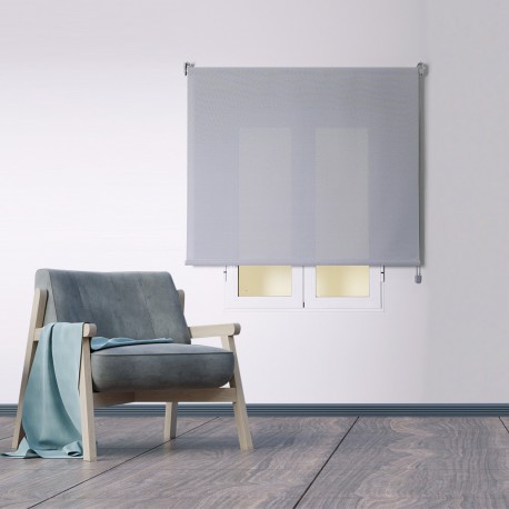 Estor enrollable Screen gris y blanco con cadena Tamaño Estores 90x250