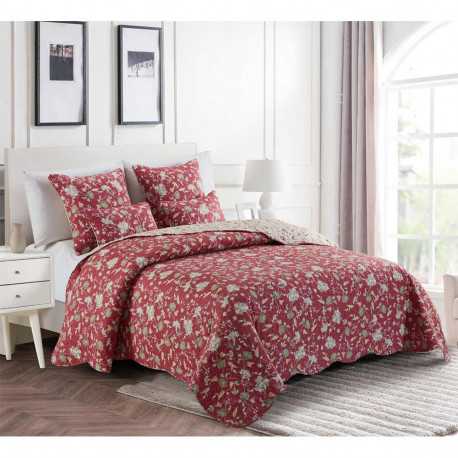 Colcha Bouti María 180x270 Colcha Bouti económica FLORES color rosa para cama de 90