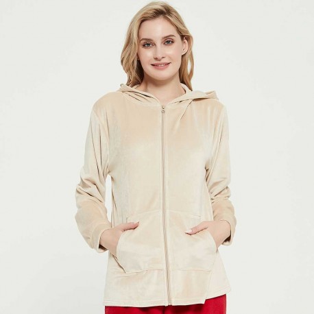 Sudadera Super soft Cremallera beige Talla de Ropa M