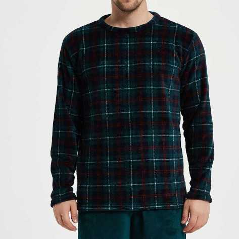 Pijama coral hombre Cuadro Alvaro verde comprar-homewear-hombre