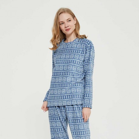 Pijama coral Nuria índigo ropa-de-estar-por-casa