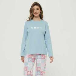 Pijama largo algodón Begoña índigo pijamas-mujer