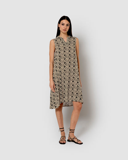 Vestido corto bambula detalles plisados nito negro
