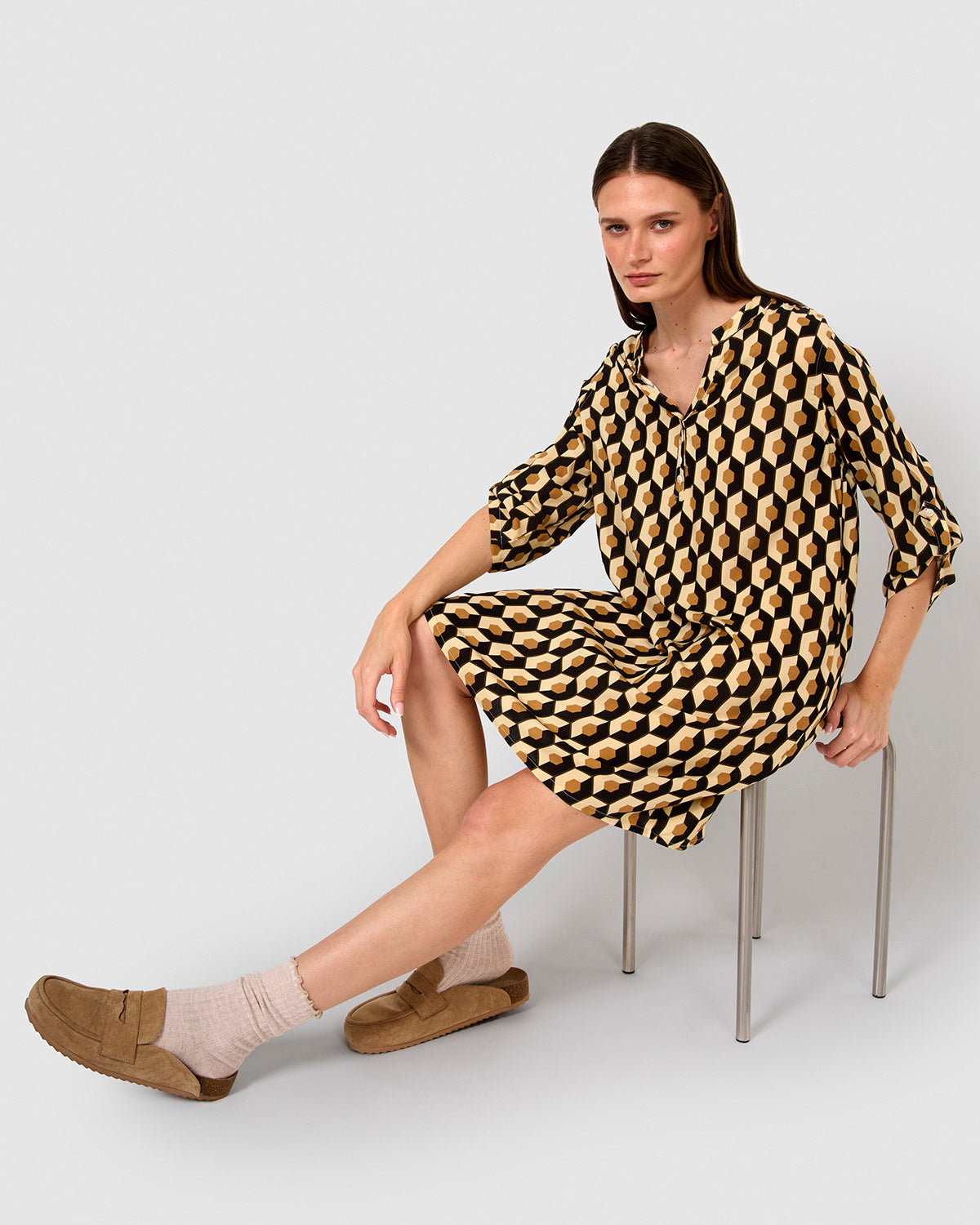 Vestido viscosa santorini beige