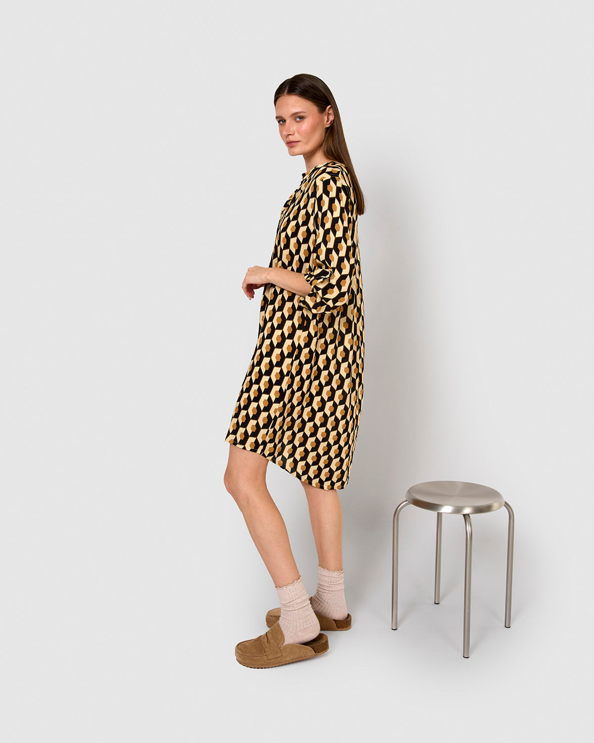 Vestido viscosa santorini beige
