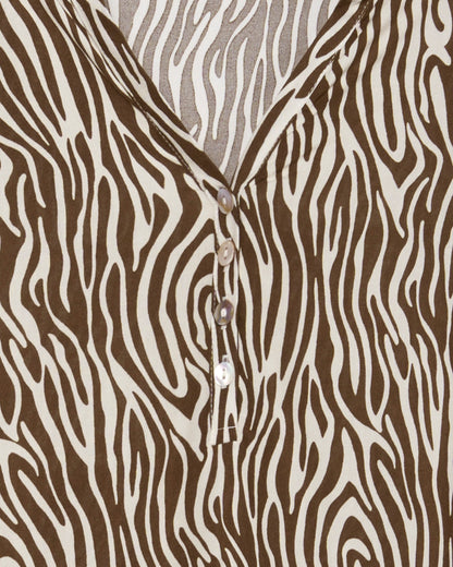 Vestido viscosa mandolia uda marrón