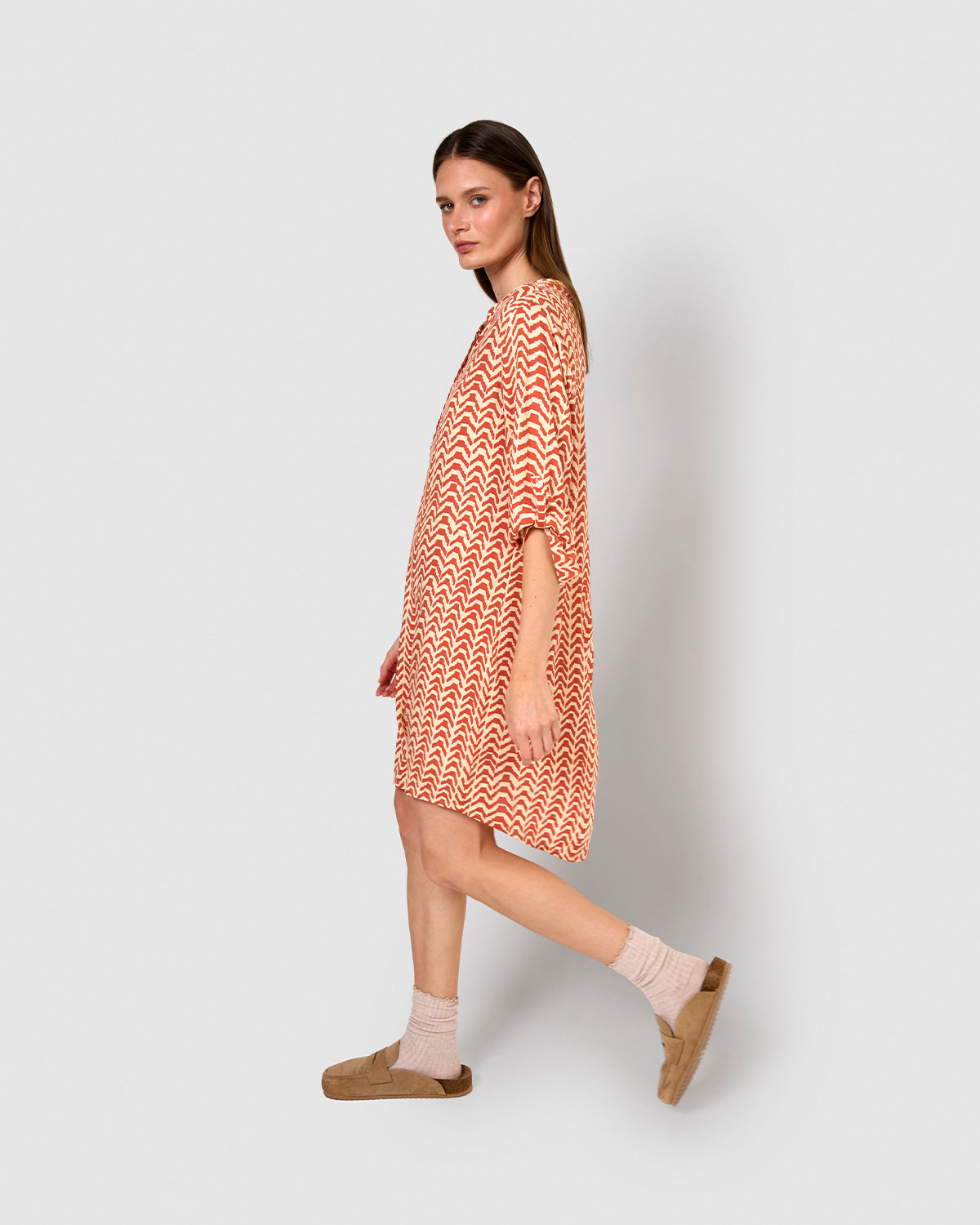 Vestido viscosa oveta teja