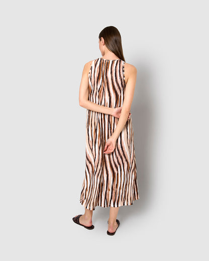 Vestido largo tirantes crepe avira marrón