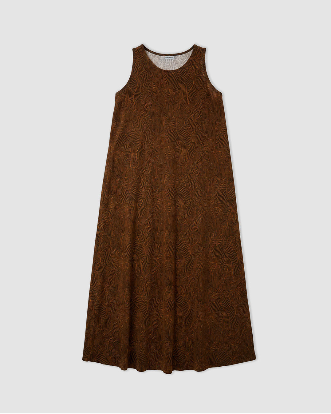 Vestido largo tirantes crepe cempaka marrón