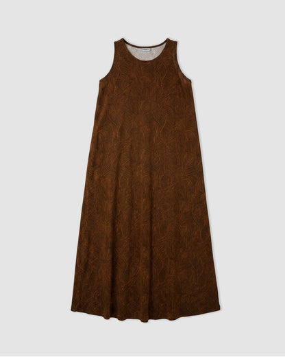 Vestido largo tirantes crepe cempaka marrón