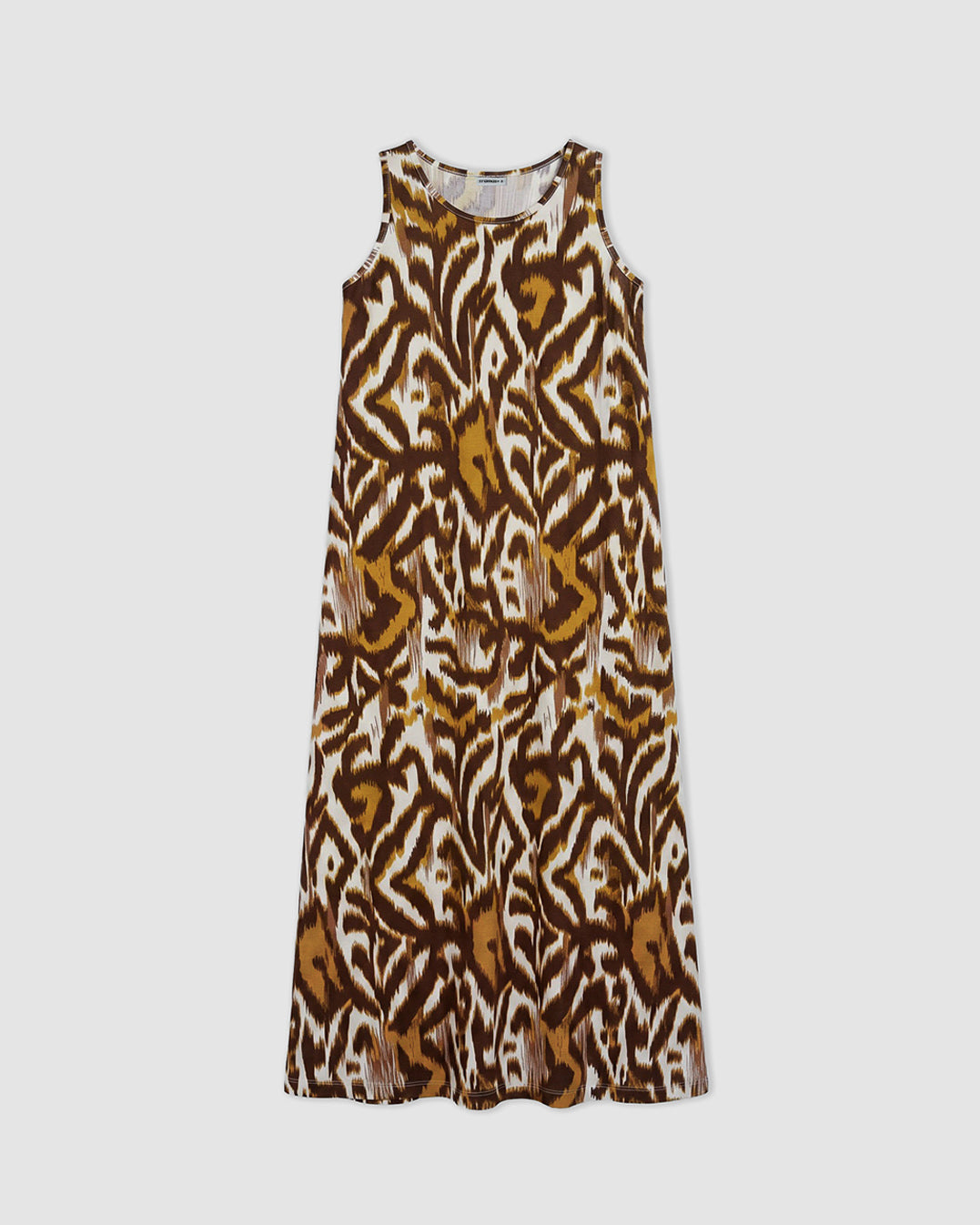 Vestido largo tirantes crepe cempaka marrón