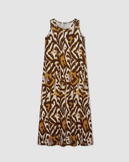 Vestido largo tirantes crepe cempaka marrón