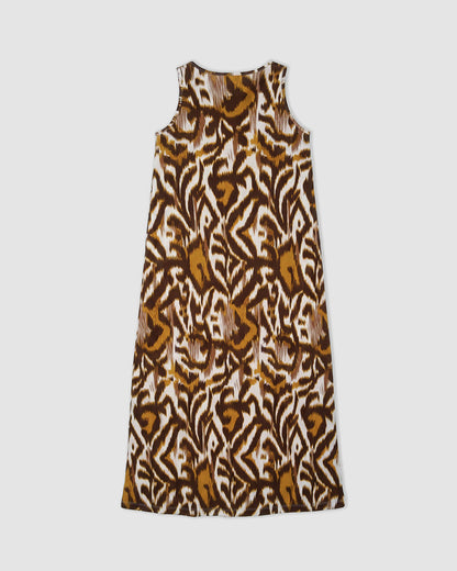 Vestido largo tirantes crepe cempaka marrón