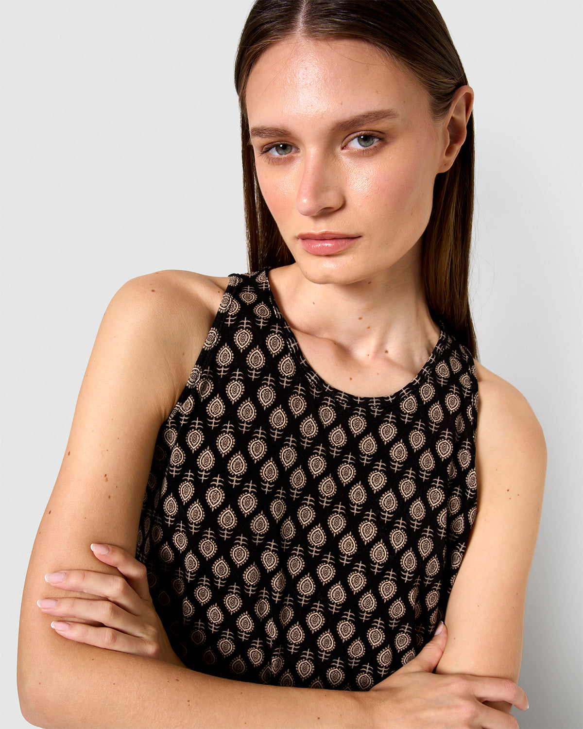 Vestido largo tirantes crepe kamala negro