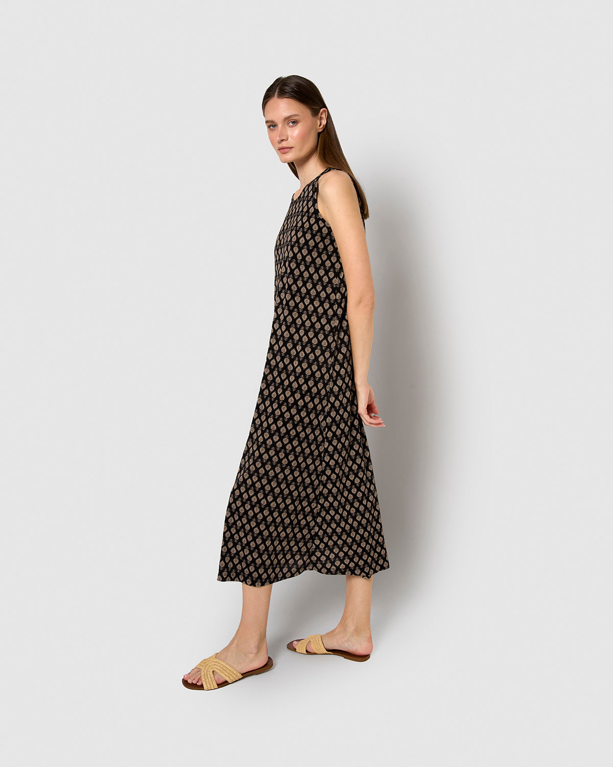 Vestido largo tirantes crepe kamala negro