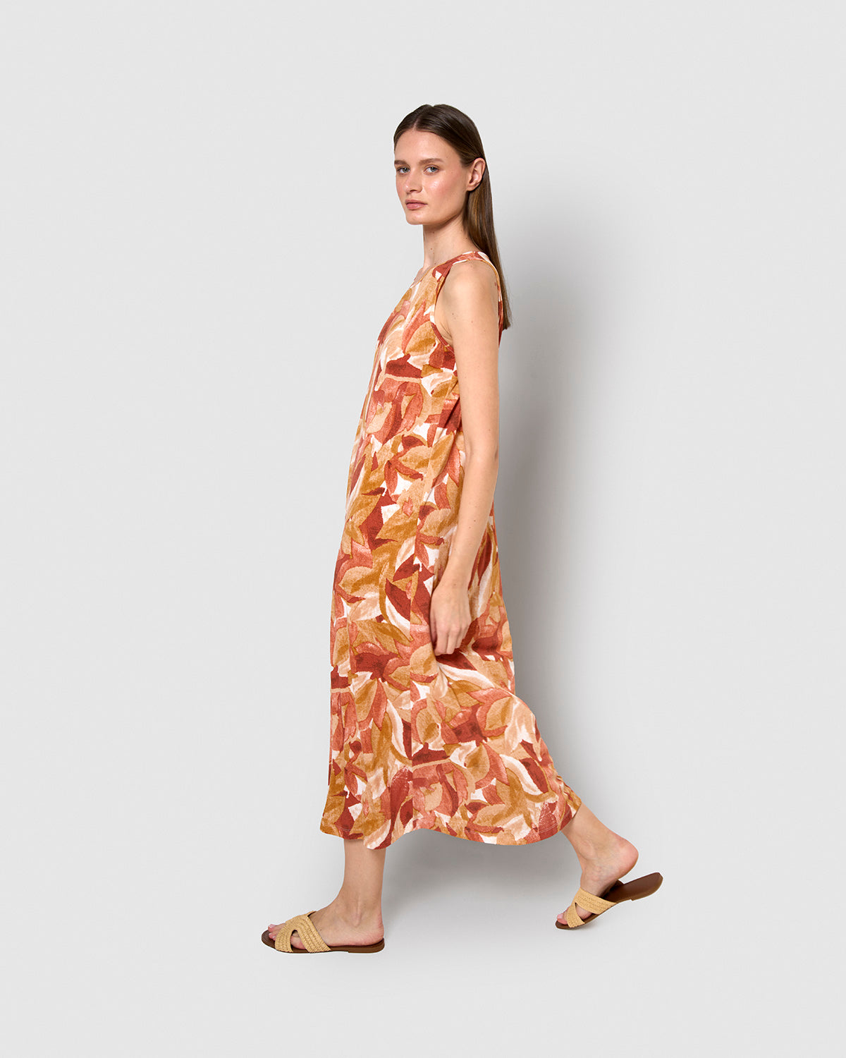 Vestido largo tirantes crepe nalini teja