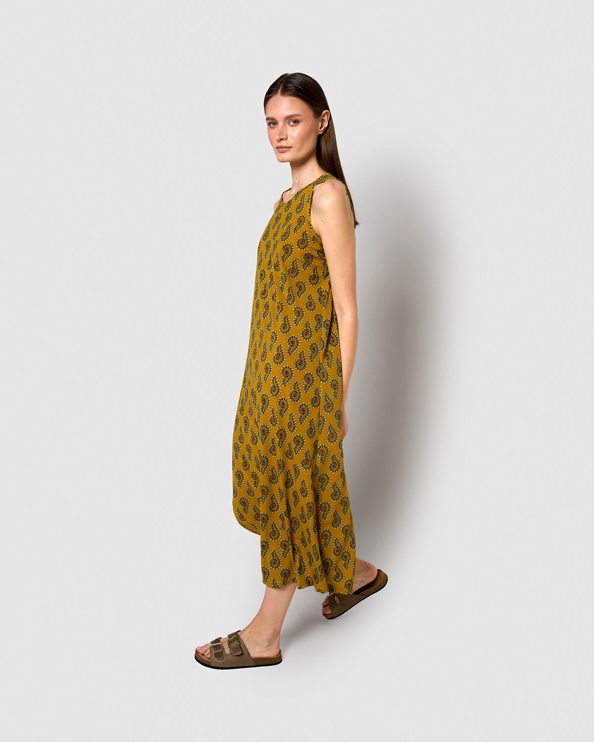 Vestido largo tirantes crepe noor turquesa