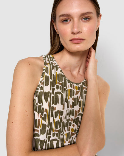 Vestido largo tirantes crepe vanya verde cacería