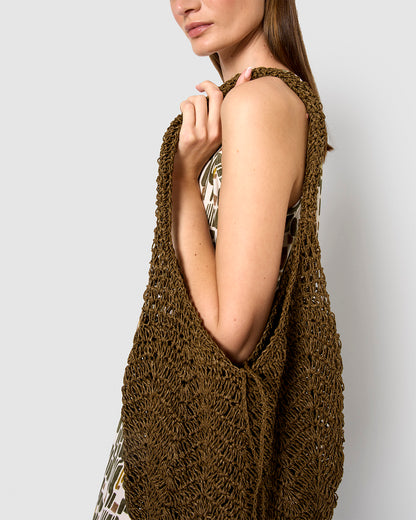 Vestido largo tirantes crepe vanya verde cacería
