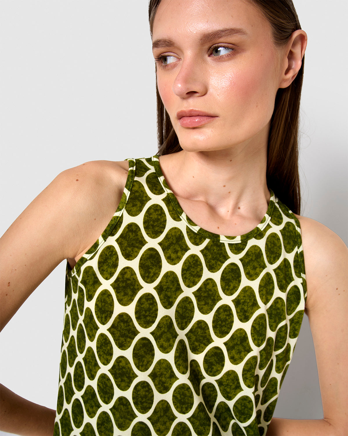 Vestido largo tirantes crepe bulan verde