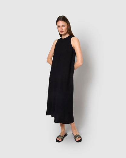 sleeveless flowing maxi dress in black