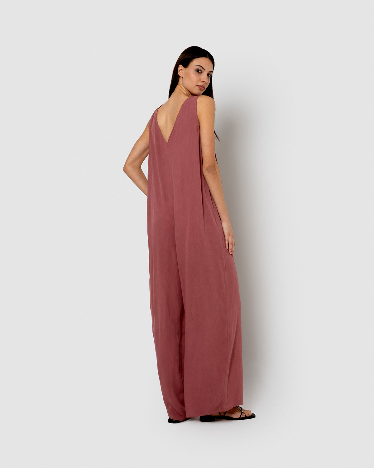Mono largo bambula detalles plisados rosa
