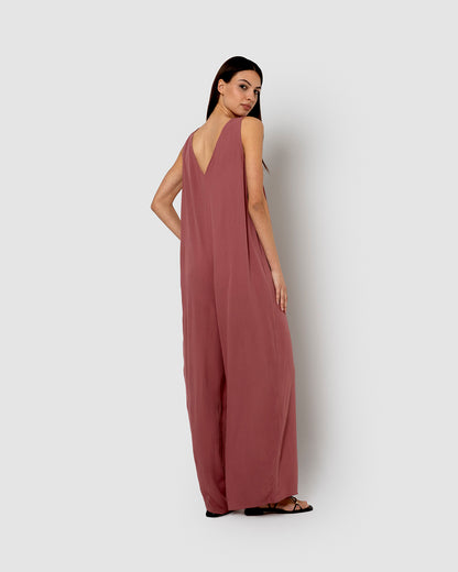 Mono largo bambula detalles plisados rosa