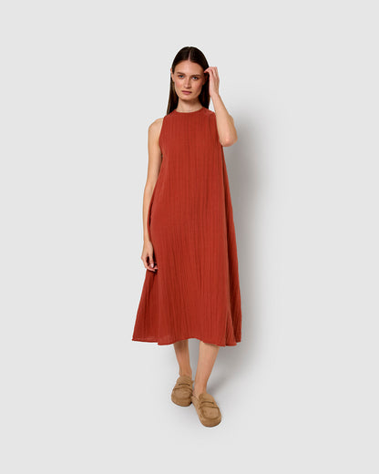Vestido largo tirantes muselina caldera