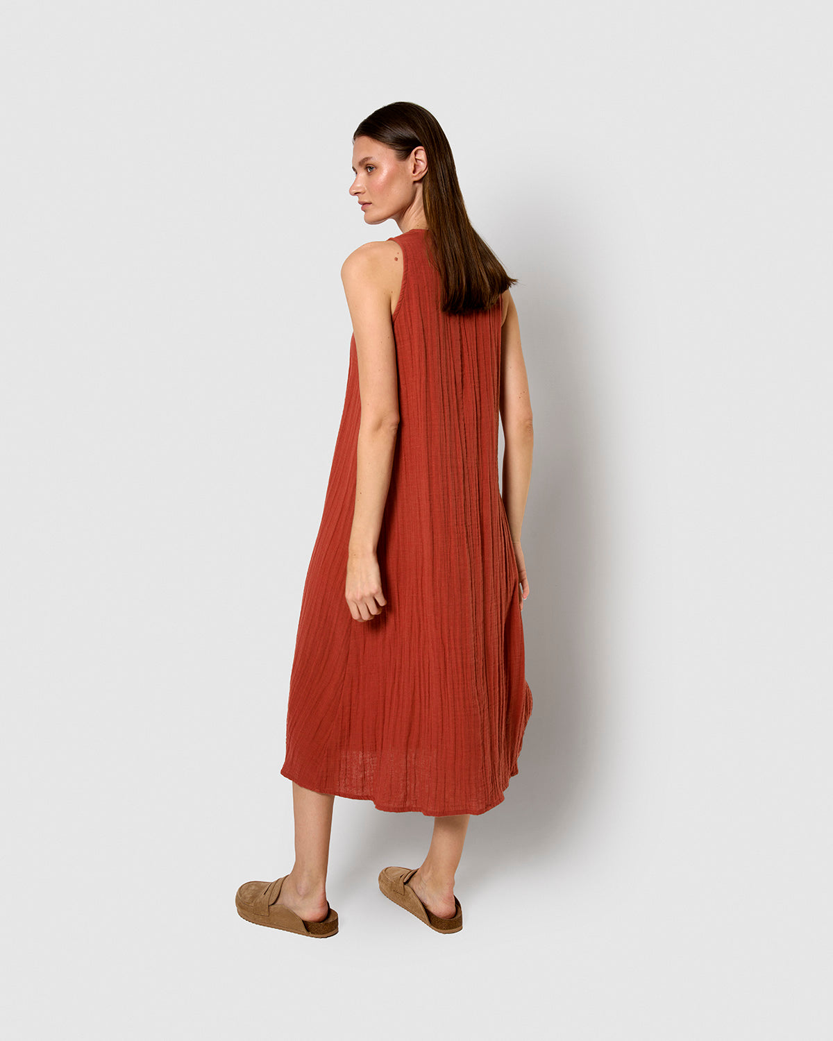Vestido largo tirantes muselina caldera