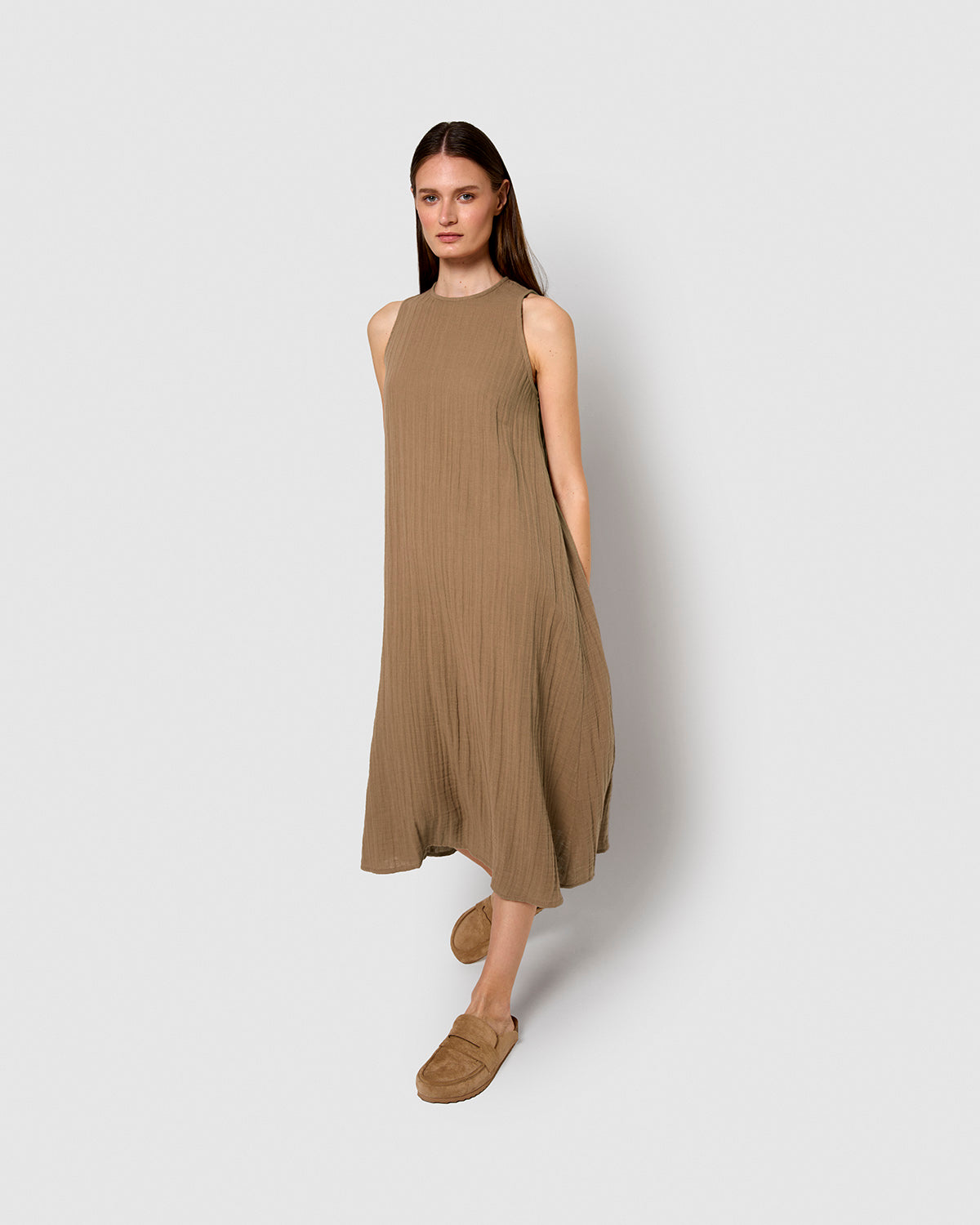 Vestido largo tirantes muselina cuerda