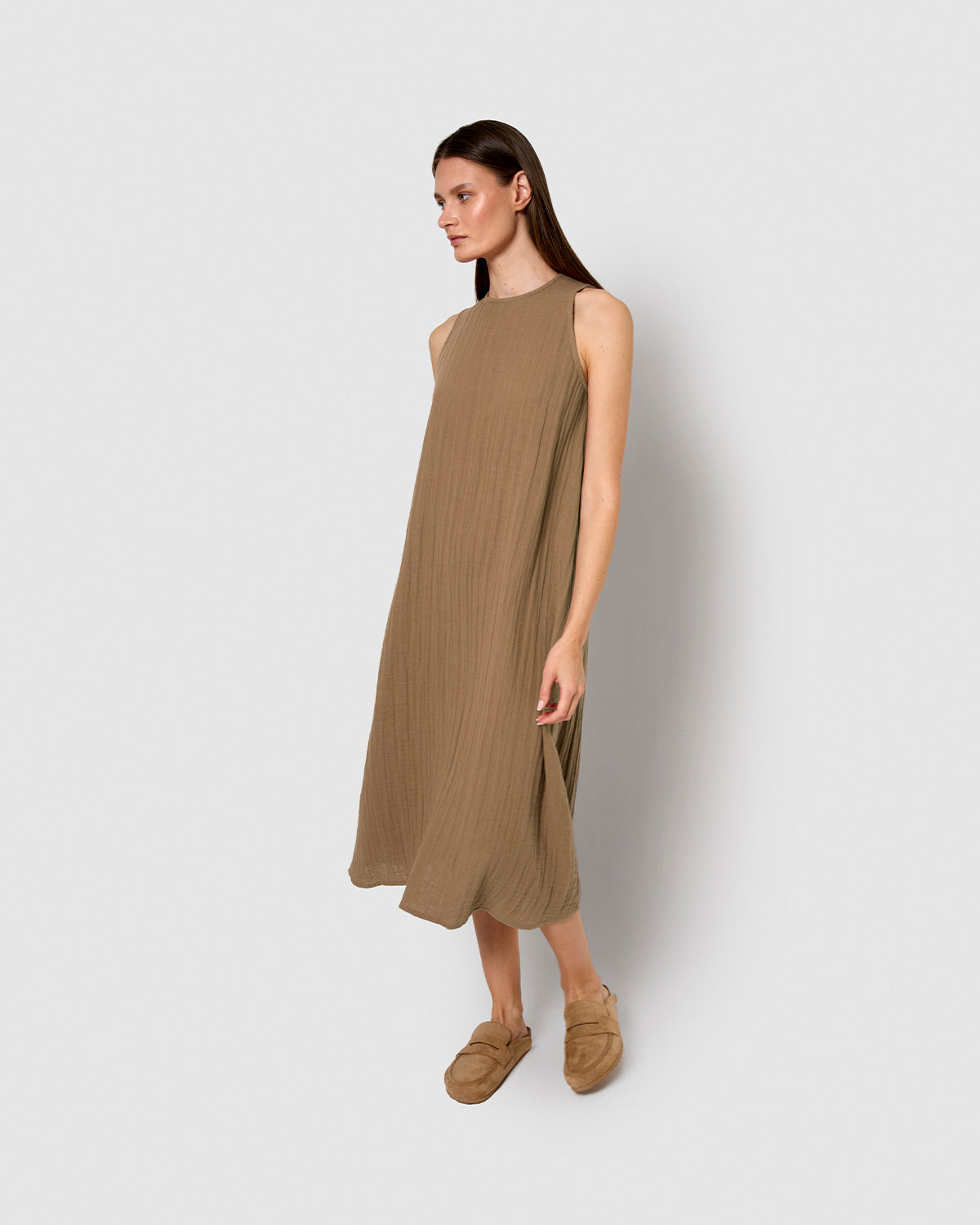 Vestido largo tirantes muselina cuerda