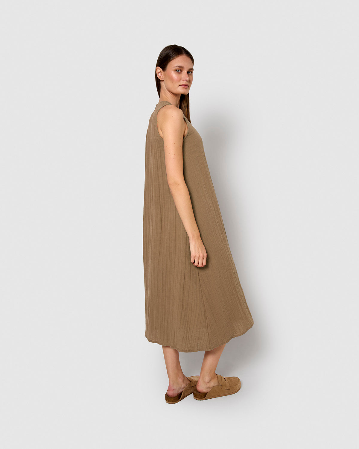 Vestido largo tirantes muselina cuerda