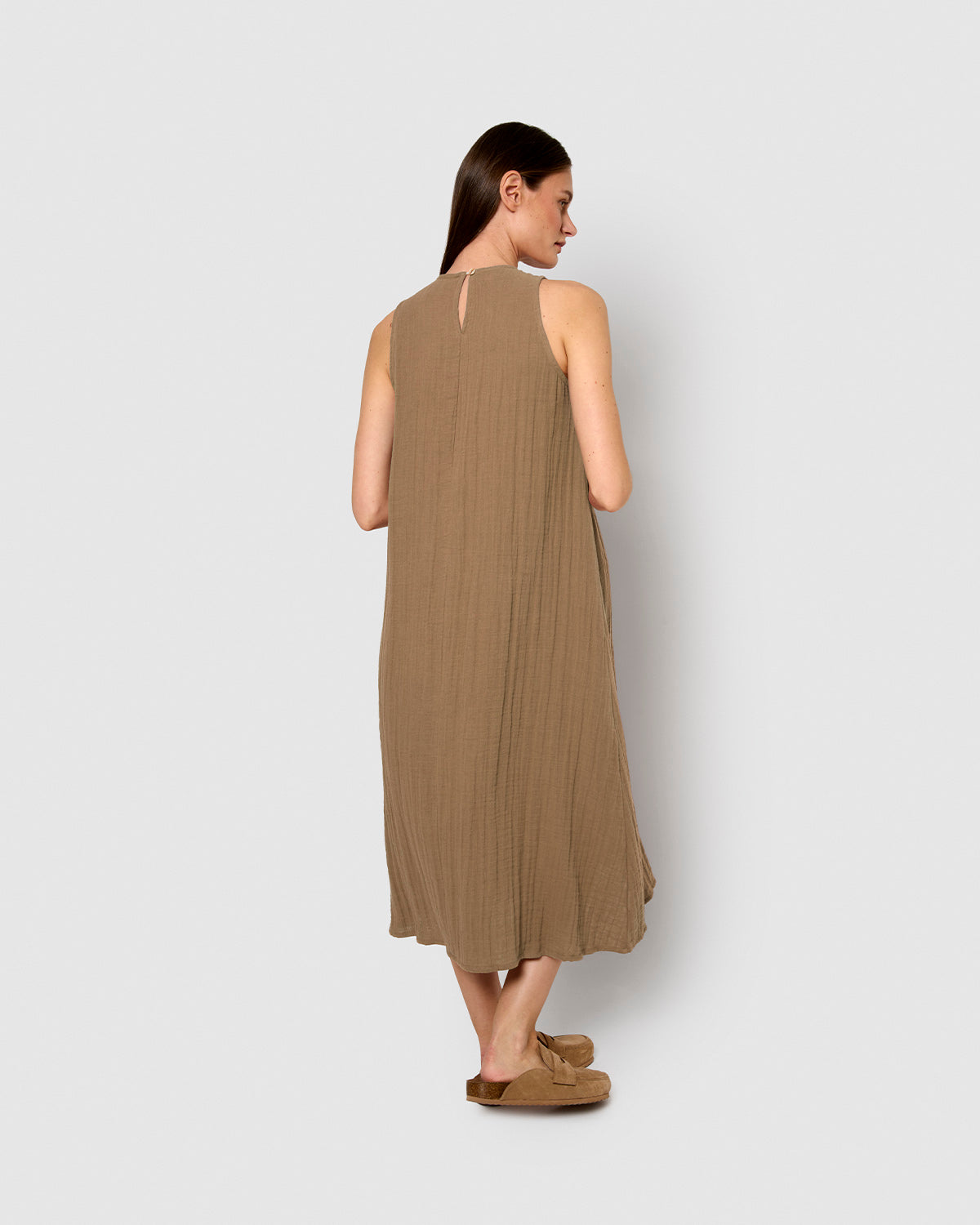 Vestido largo tirantes muselina cuerda