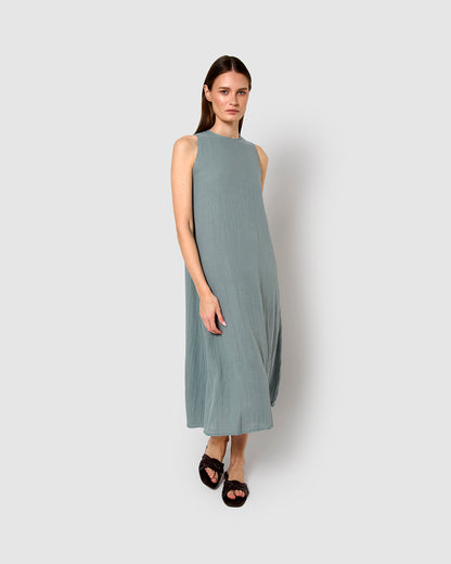 Vestido largo tirantes muselina índigo